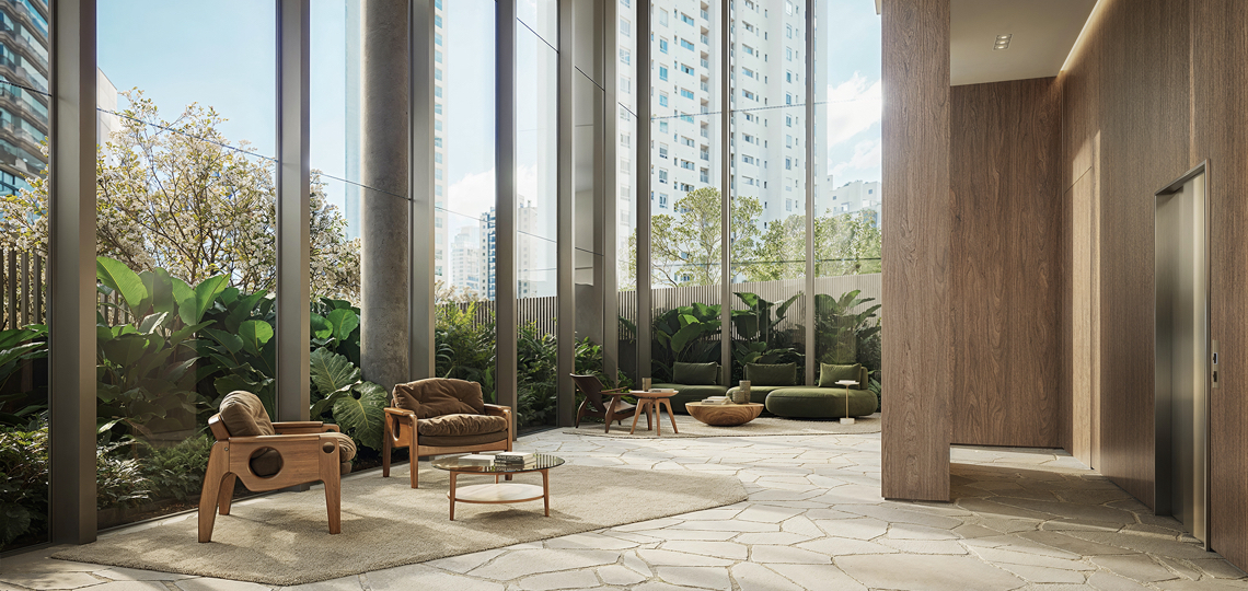 Perspectiva Ilustrada Lobby Social